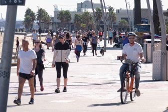 St Kilda Beach esplanade on Sunday.