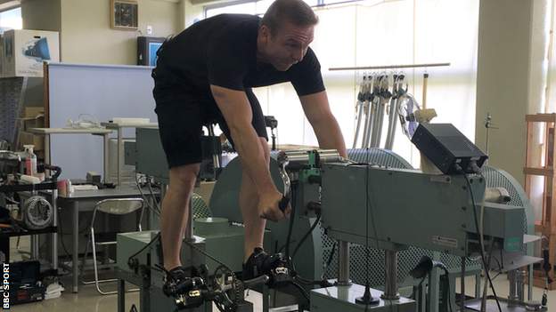 Sir Chris Hoy training at the Japan Keirin School on his return in 2019