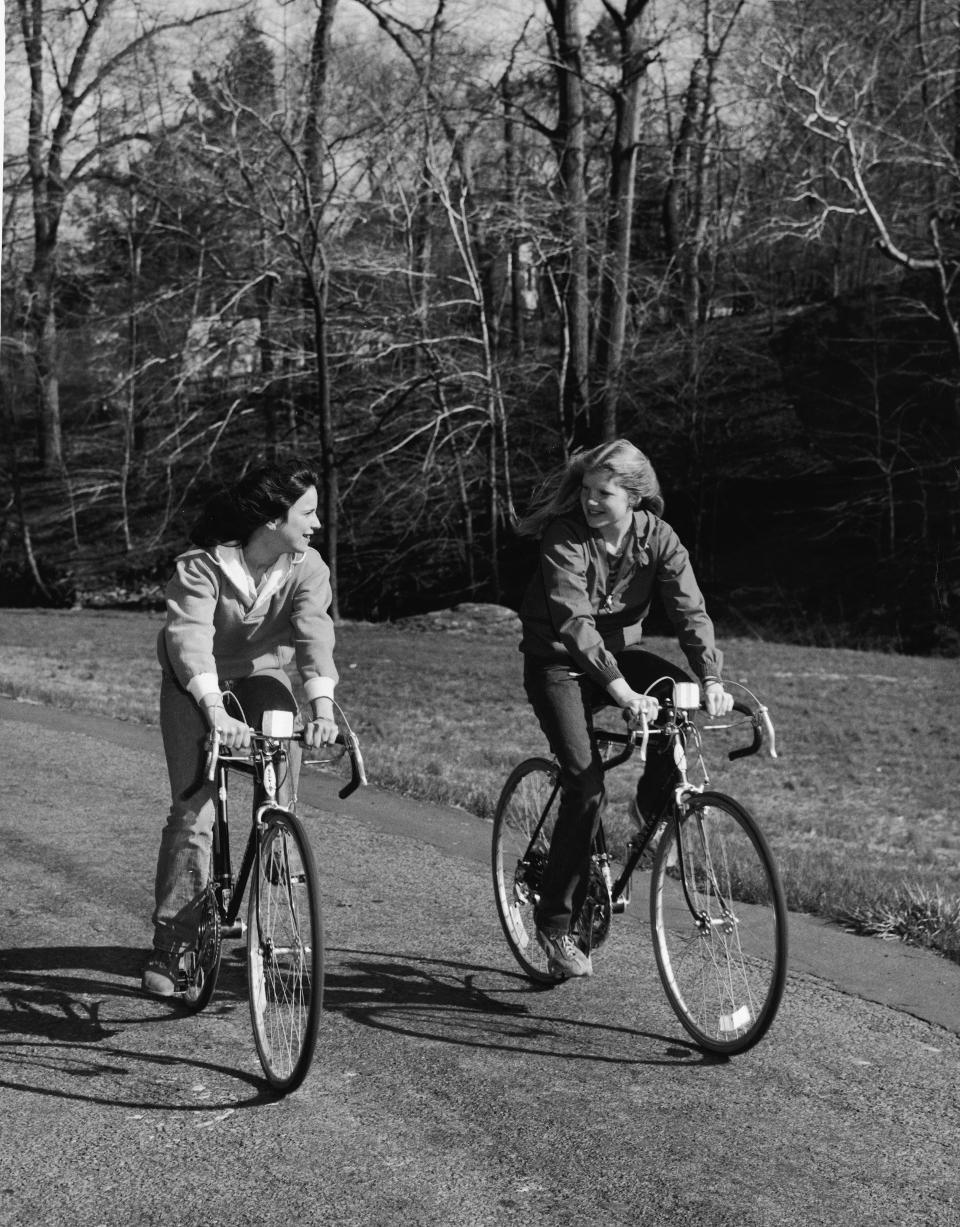Young Girls Riding Schwinn Bicycles
