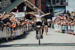 Pauline Ferrand-Prevot celebrates the win at Snowshoe USA.