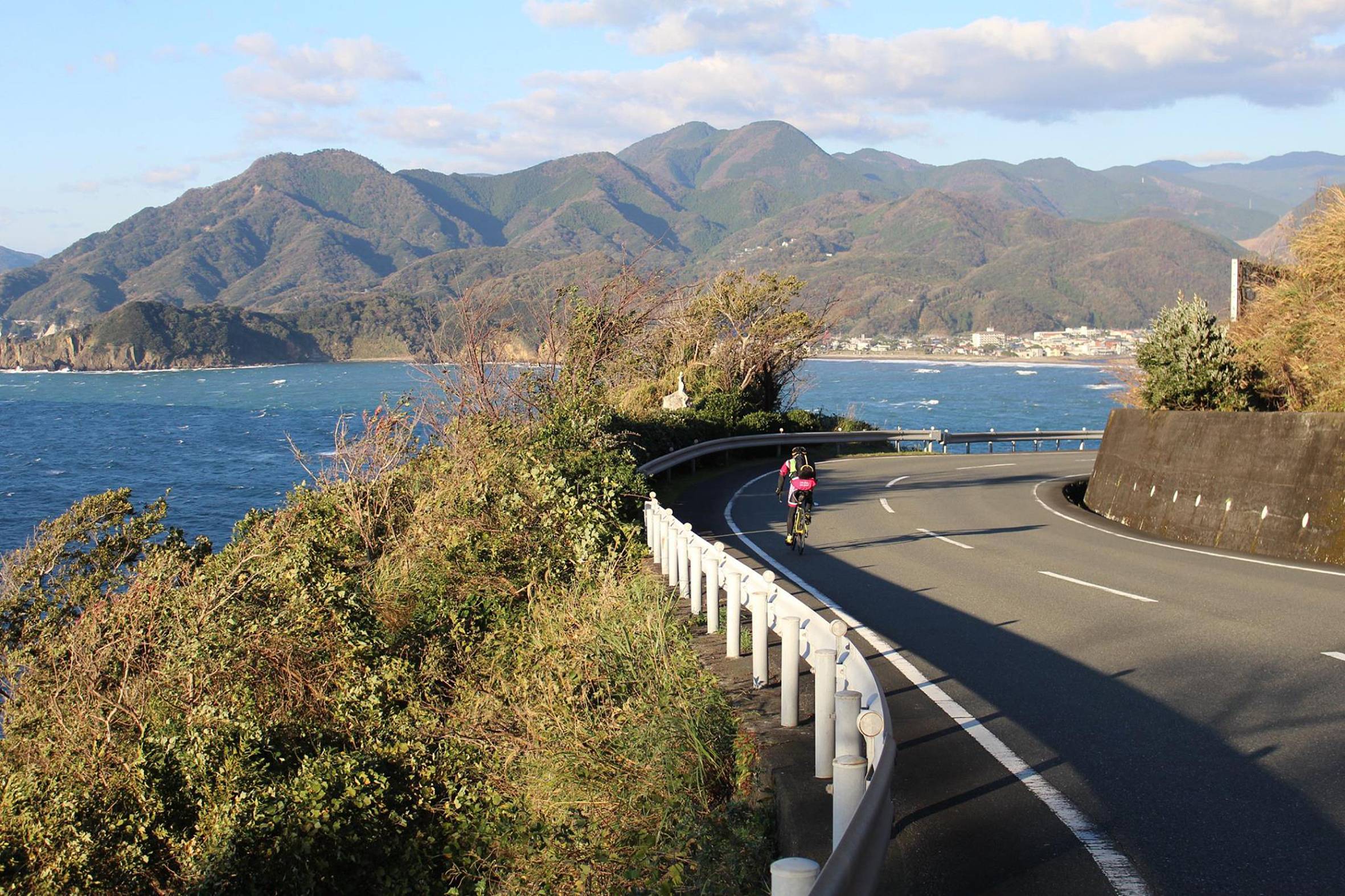 Cycling enthusiasts take part in a ride co-organized by the Izu Development Association and Suruga Bank. | COURTESY OF THE IZU DEVELOPMENT ASSOCIATION