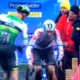 Laurens Sweeck's bike tangles with Vanthourenhout's outgoing bike in the pits at the 2023 Belgian Cyclocross National Championships