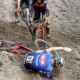 Mathieu van der Poel's big crash. 2023 Zonhoven UCI Cyclocross World Cup, Elite Men. © B. Hazen / Cyclocross Magazine