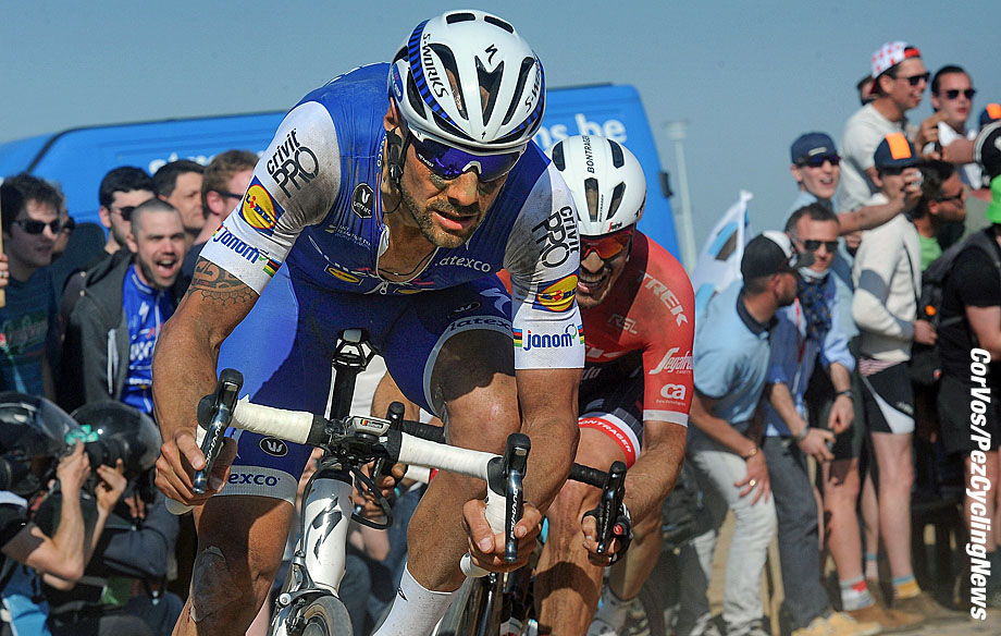 Roubaix - France - wielrennen - cycling - cyclisme - radsport - Tom BOONEN (Belgium / Team Quick Step - Floors) - John DEGENKOLB (Germany / Team Trek Segafredo) pictured during the 115th Paris-Roubaix (1.UWT) - foto Brian Hodes/Cor Vos © 2017 ***USA OUT***