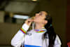 Mariana Pajon kisses the UCI BMX World Championship gold medal at the 2016 Worlds in Medellin, Colombia.
